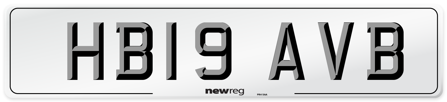 HB19 AVB Number Plate from New Reg